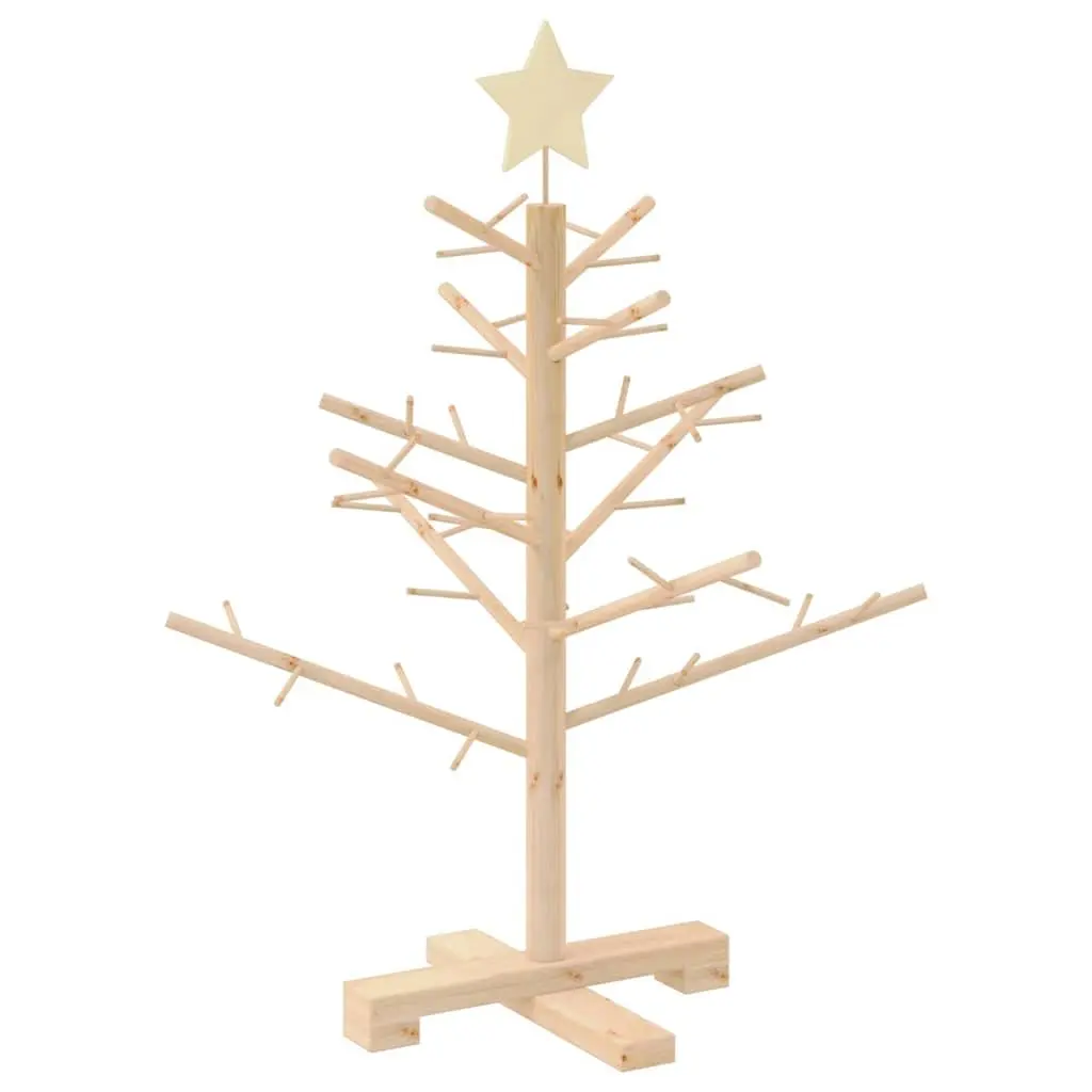 Wooden Christmas Tree with Stand Natural 75 cm Pine Wood Holiday Decor Indoor