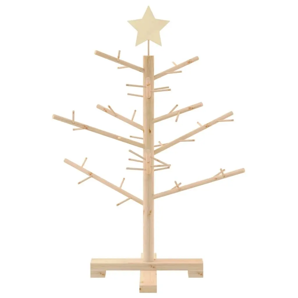Wooden Christmas Tree with Stand Natural 75 cm Pine Wood Holiday Decor Indoor