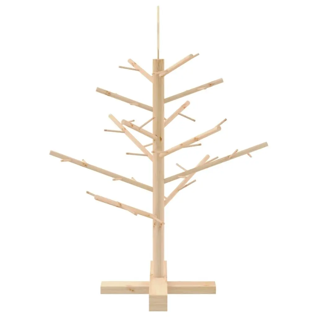 Wooden Christmas Tree with Stand Natural 75 cm Pine Wood Holiday Decor Indoor