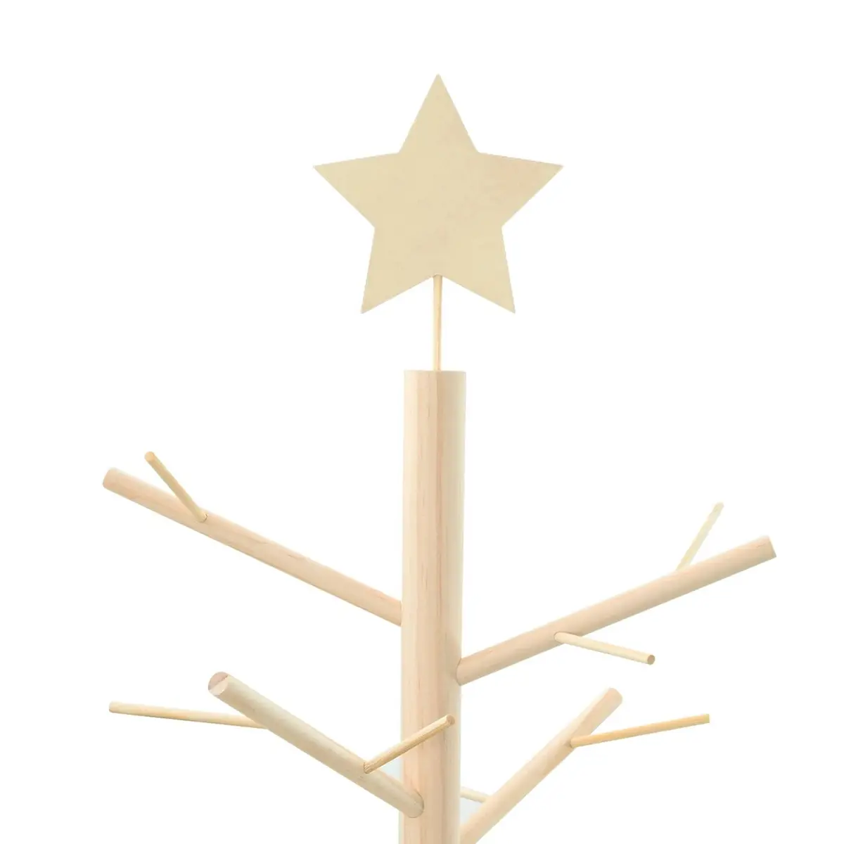 Wooden Christmas Tree with Stand Natural 75 cm Pine Wood Holiday Decor Indoor