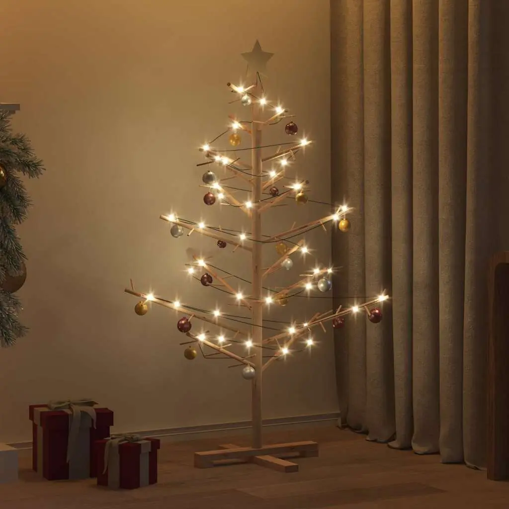 Wooden Christmas Tree with Stand Natural 125cm Modern Minimalist Holiday Indoor