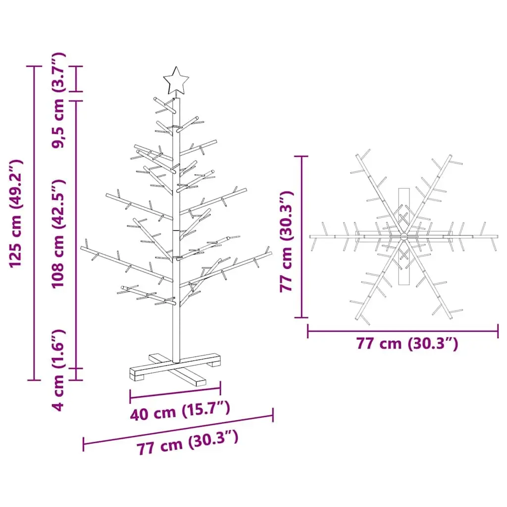 Wooden Christmas Tree with Stand Natural 125cm Modern Minimalist Holiday Indoor