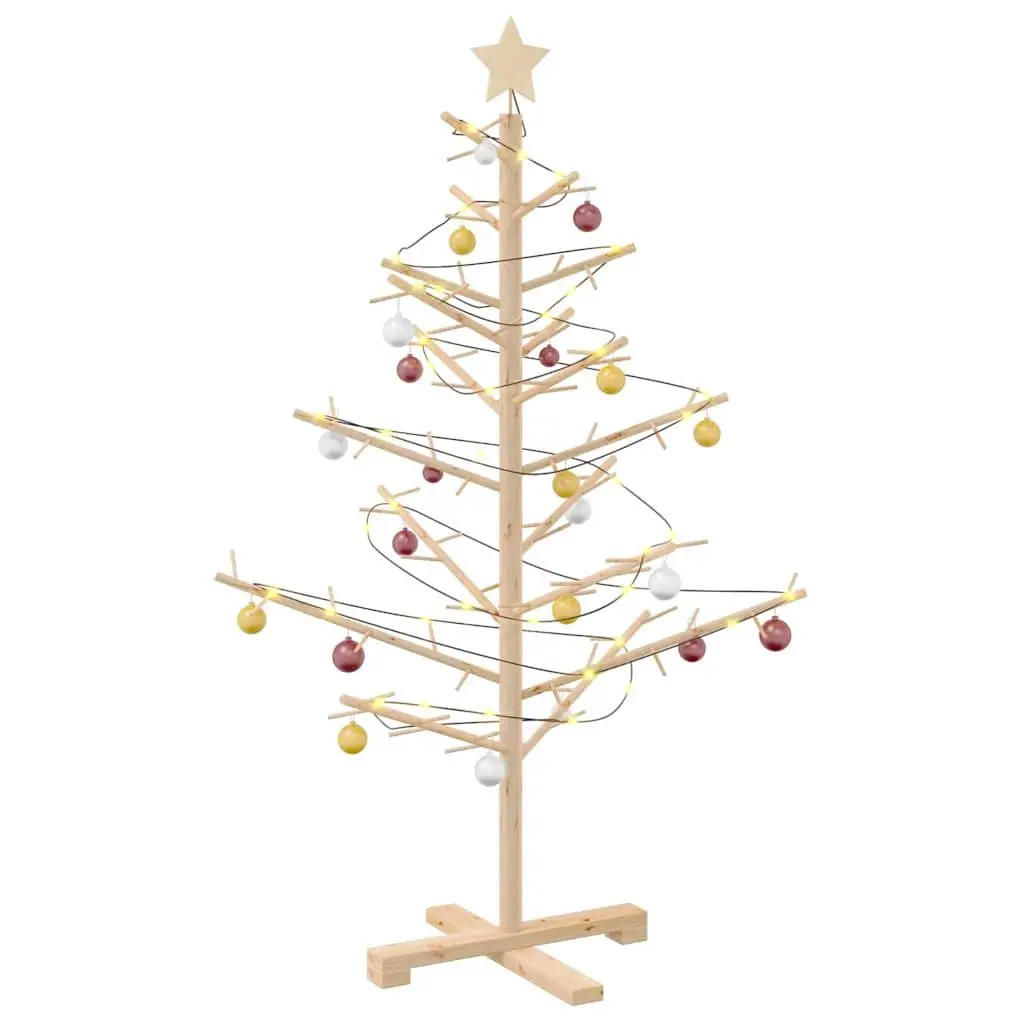 Wooden Christmas Tree with Stand Natural 125cm Modern Minimalist Holiday Indoor