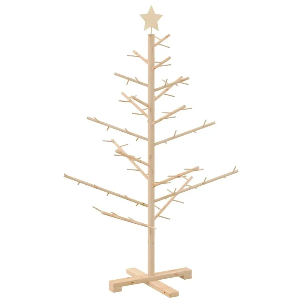 Wooden Christmas Tree with Stand Natural 125cm Modern Minimalist Holiday Indoor