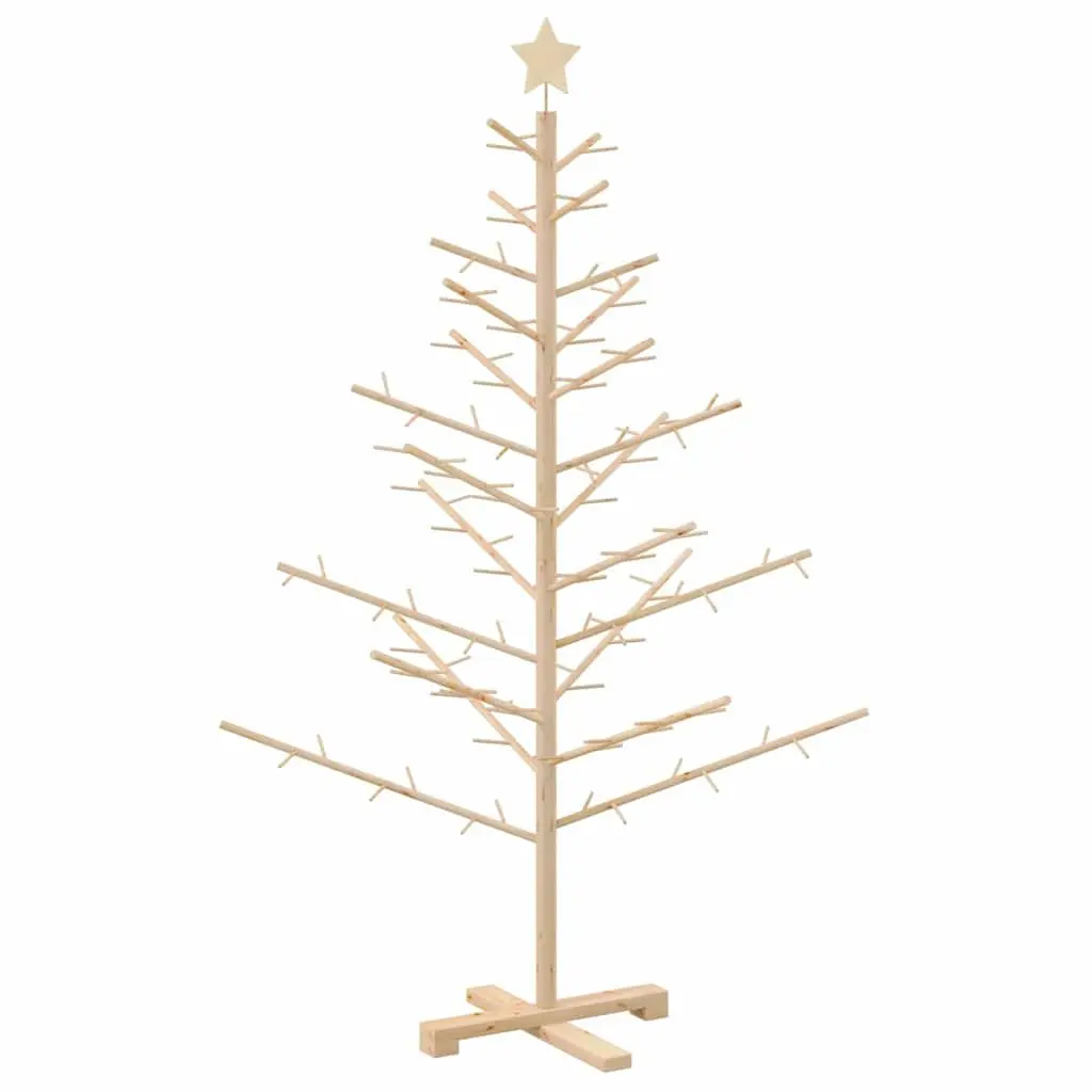 Wooden Christmas Tree Brown 150cm Solid Pine Indoor Holiday Decor