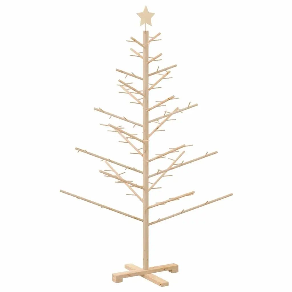 Wooden Christmas Tree Brown 150cm Solid Pine Indoor Holiday Decor