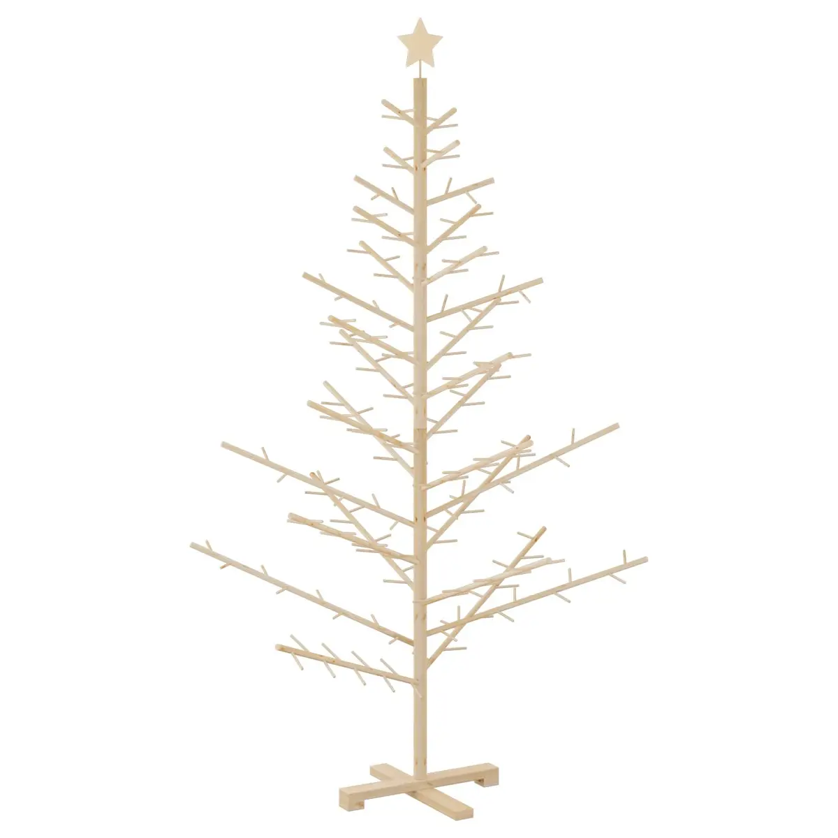 Wooden Christmas Tree with Stand Natural 180cm Indoor Holiday Seasonal