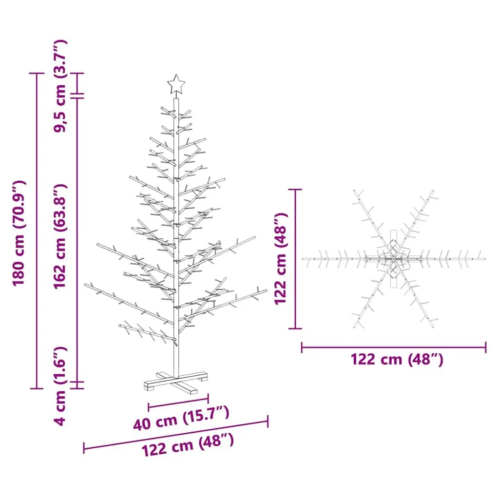 Wooden Christmas Tree with Stand Natural 180cm Indoor Holiday Seasonal