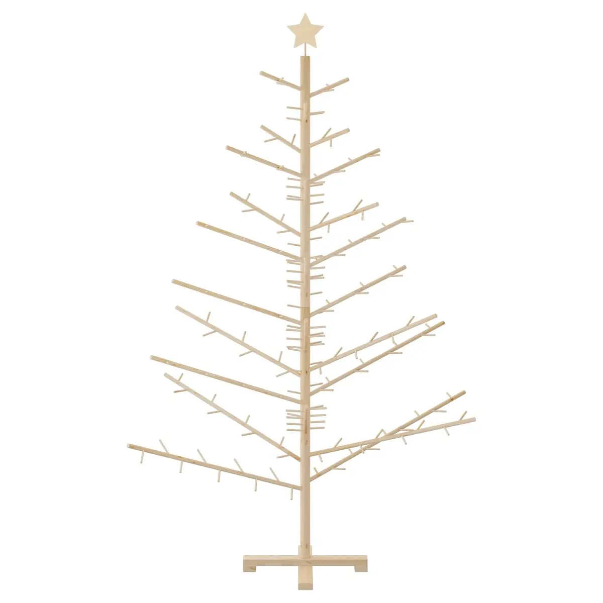 Wooden Christmas Tree with Stand Natural 180cm Indoor Holiday Seasonal