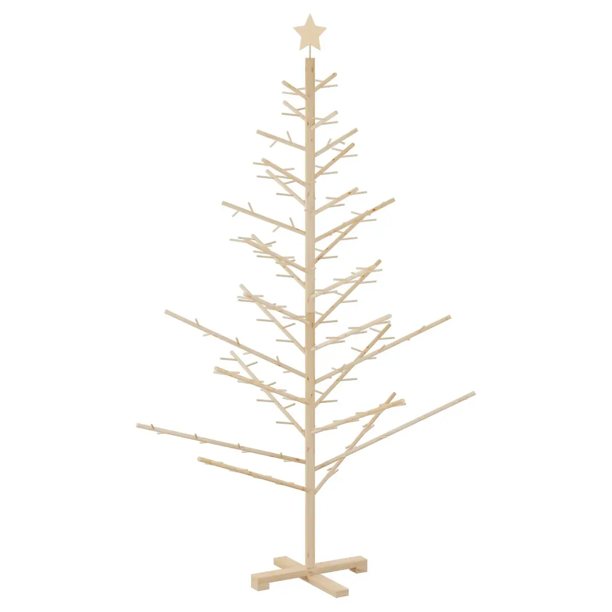 Wooden Christmas Tree with Stand Natural 180cm Indoor Holiday Seasonal