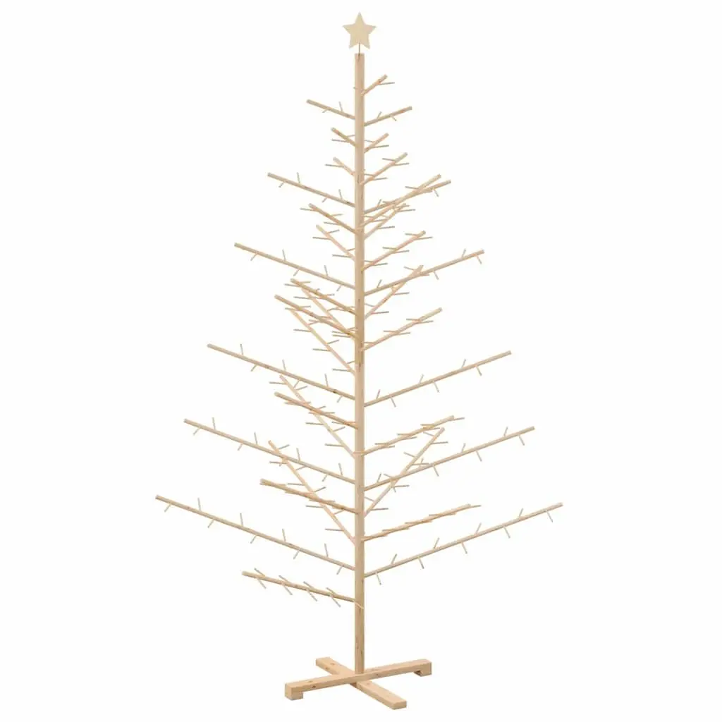 Wooden Christmas Tree with Stand 210cm Natural Pine Holiday Home Decor