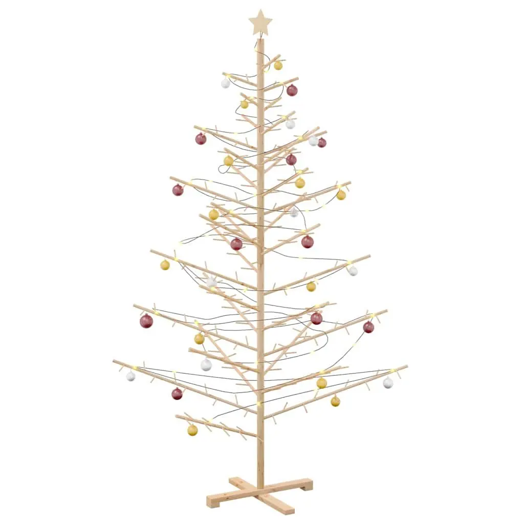 Wooden Christmas Tree with Stand 210cm Natural Pine Holiday Home Decor