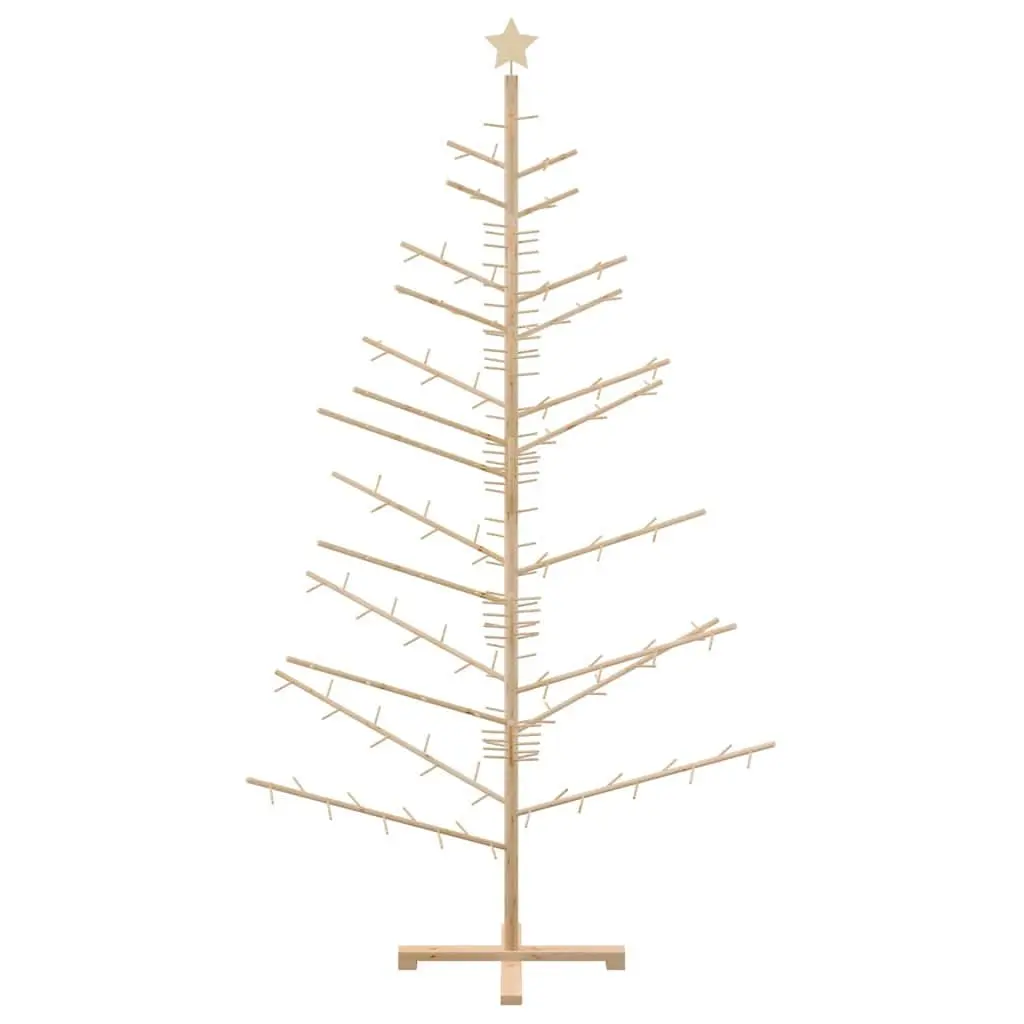 Wooden Christmas Tree with Stand 210cm Natural Pine Holiday Home Decor
