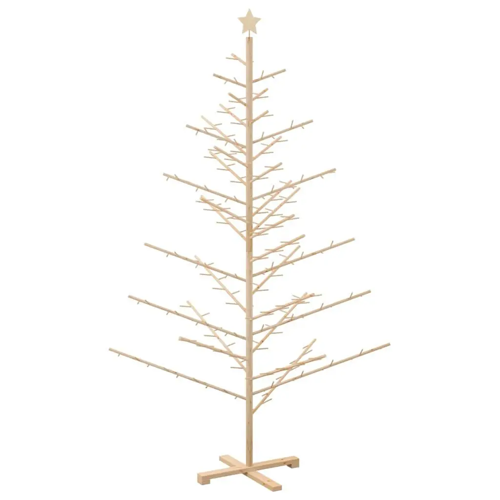 Wooden Christmas Tree with Stand 210cm Natural Pine Holiday Home Decor