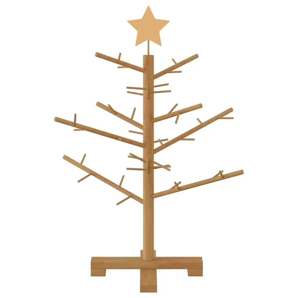 Wooden Christmas Tree with Stand 75cm Brown Solid Pine Holiday Seasonal Indoor