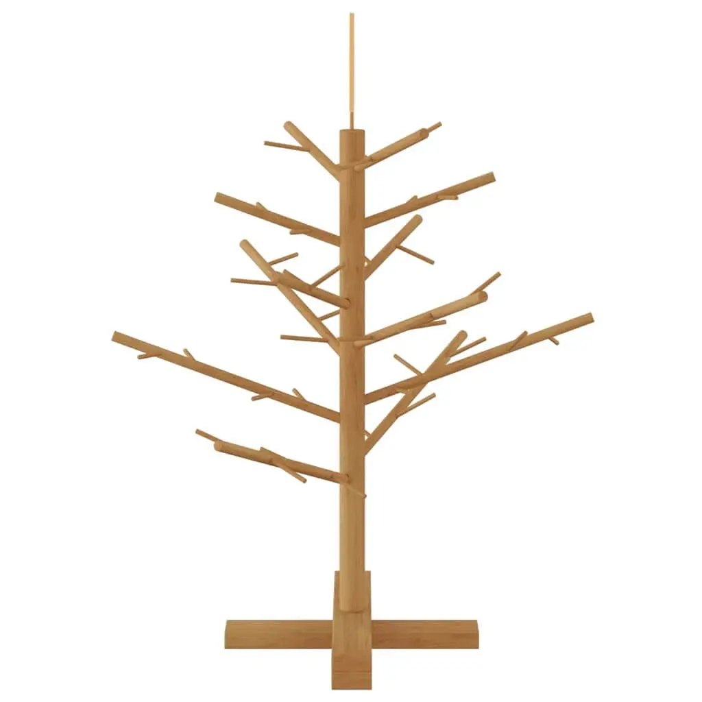 Wooden Christmas Tree with Stand 75cm Brown Solid Pine Holiday Seasonal Indoor
