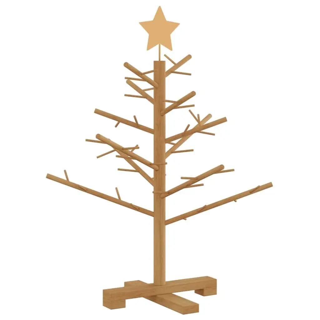 Wooden Christmas Tree with Stand 75cm Brown Solid Pine Holiday Seasonal Indoor