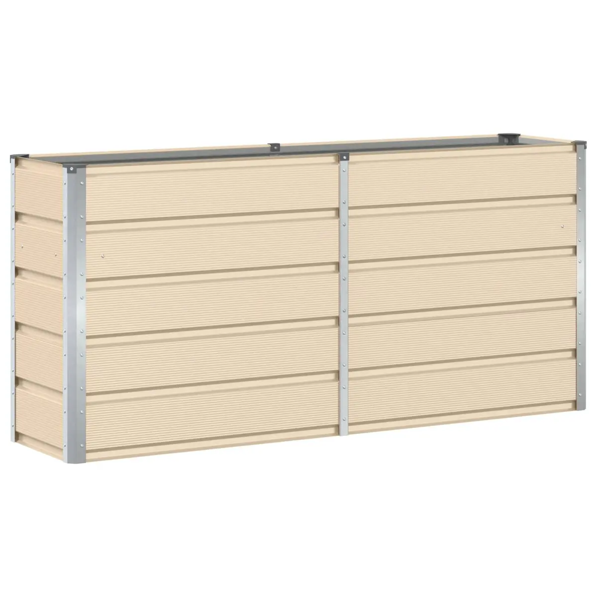 Steel Planter Ivory 160 x 40 x 75 cm Durable Indoor Outdoor Garden Pot Modern Minimalist Style