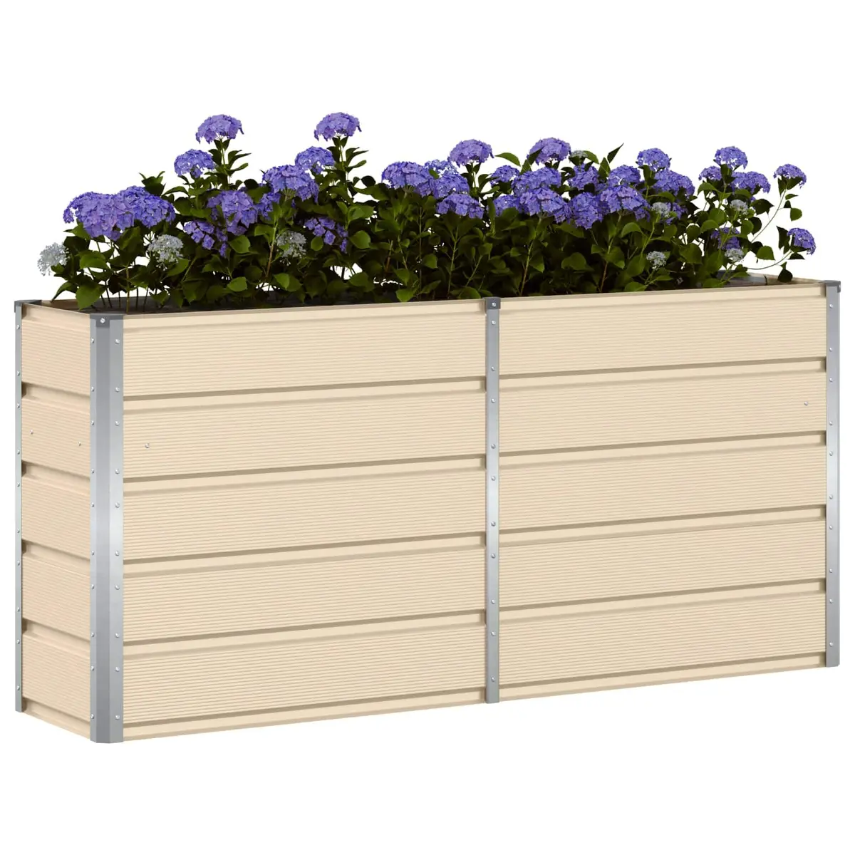 Steel Planter Ivory 160 x 40 x 75 cm Durable Indoor Outdoor Garden Pot Modern Minimalist Style