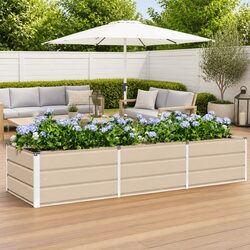 Modern Steel Planter Ivory Outdoor Indoor Garden Pot 240x80x45cm Minimalist
