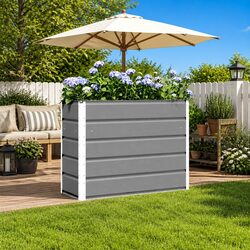 Light Grey Steel Planter: 100 x 40 x 75 cm, Stylish and Functional