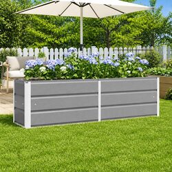 Compact Light Grey Steel Planter, 160cm - Quality Design