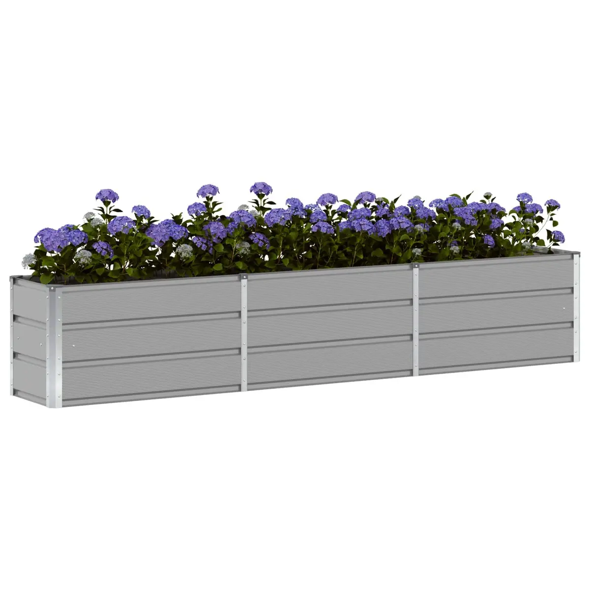 Steel Garden Planter Light Grey 240x40x45cm Indoor Outdoor Patio Flower Pot