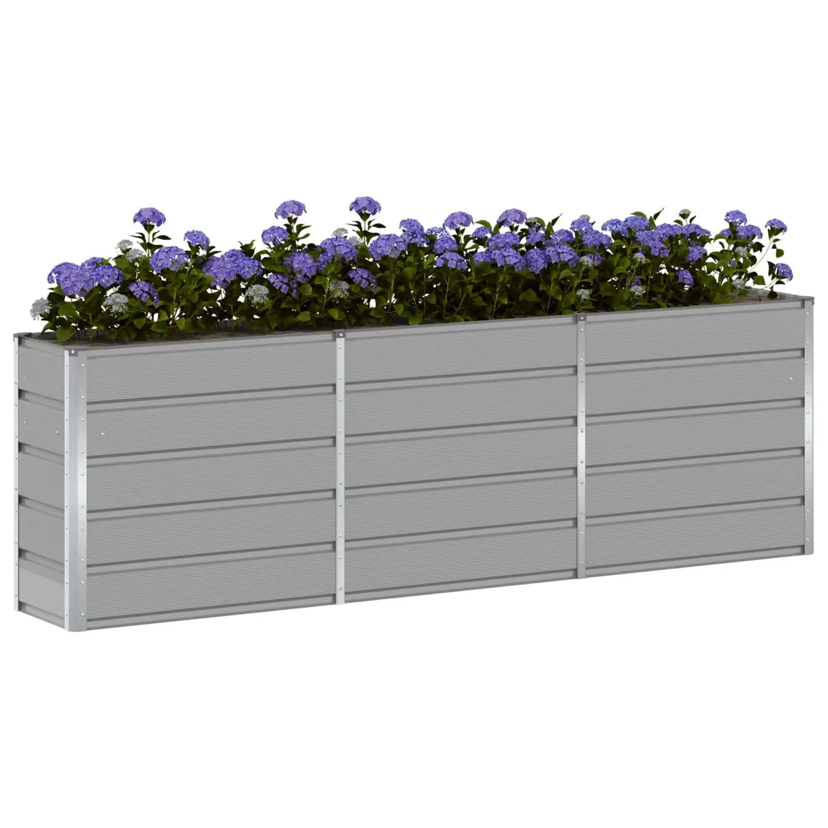 Steel Garden Planter Light Grey 240x40x75cm Indoor Outdoor Patio Flower Box