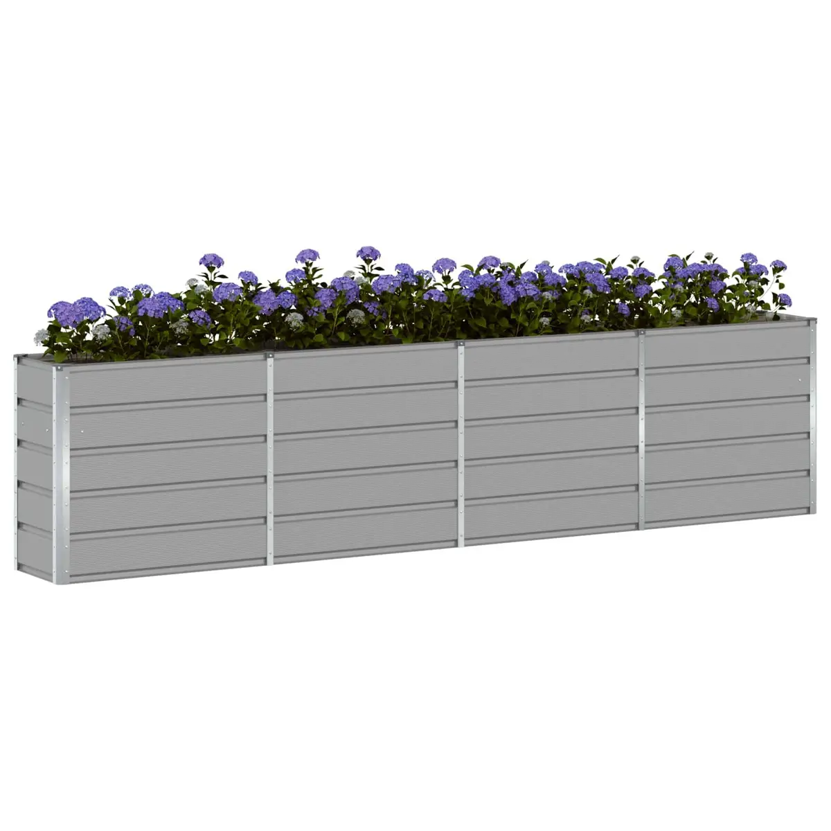 Large Steel Planter Light Grey 320x40x75cm Garden Patio Indoor Outdoor Flower