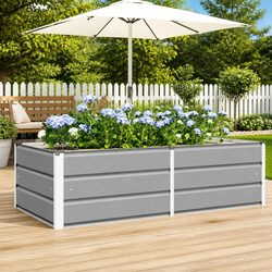 Planter Light Grey 160 x 80 x 45 cm Modern Garden Outdoor Indoor Steel Container