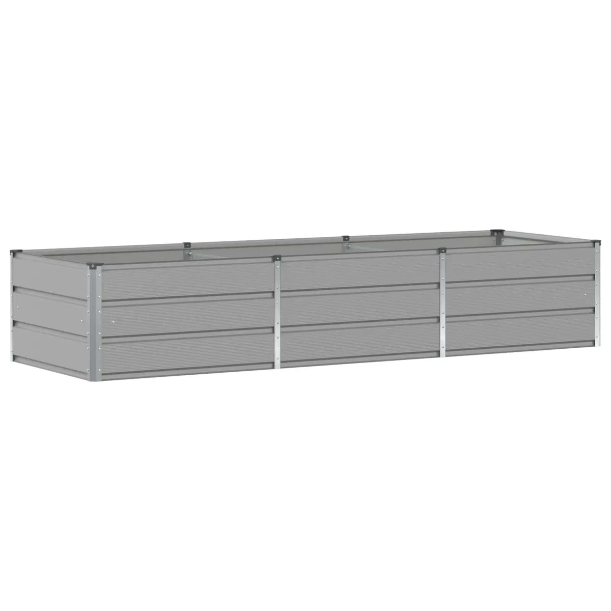 Large Garden Planter Light Grey 240 x 80 x 45 cm Steel Modern Flower Pot Outdoor