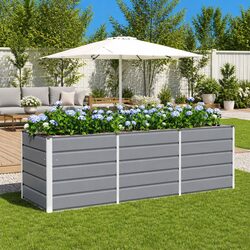 Light Grey Steel Planter: Quality and Style Combined 240x80x75cm