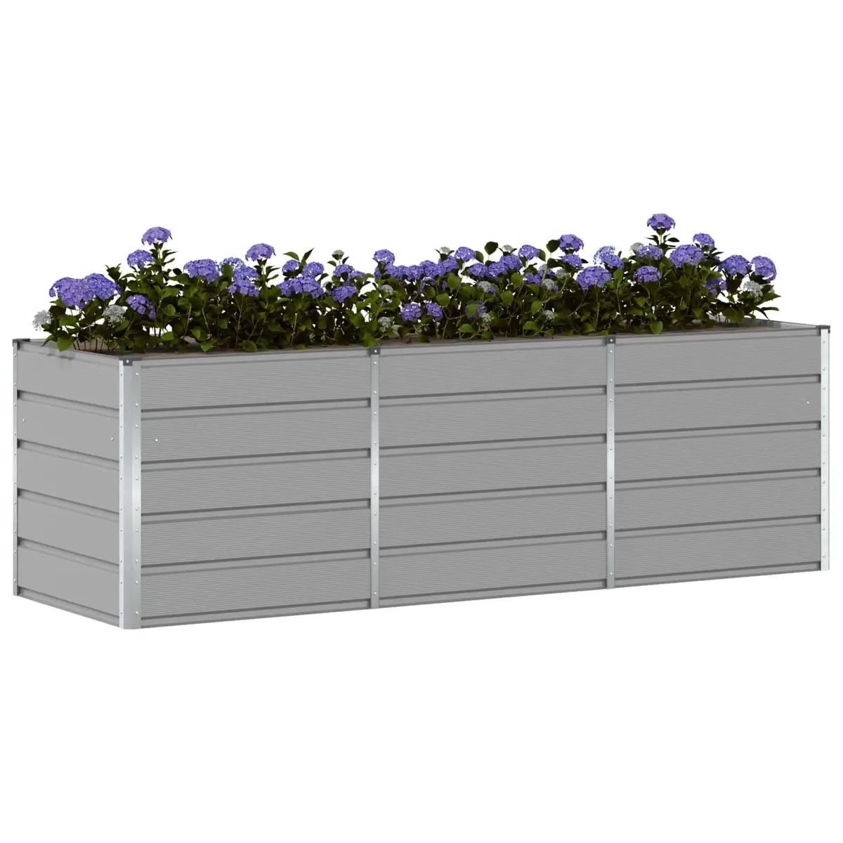 Modern Steel Planter Light Grey 240x80x75cm Garden Outdoor Indoor Pot Container
