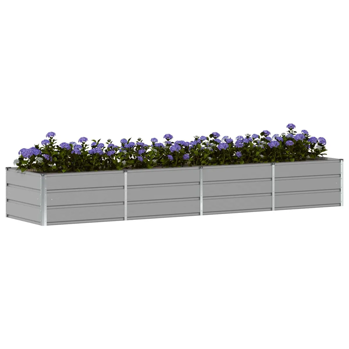 Steel Planter Light Grey 320x80x45cm Modern Garden Indoor Outdoor Raised Flower