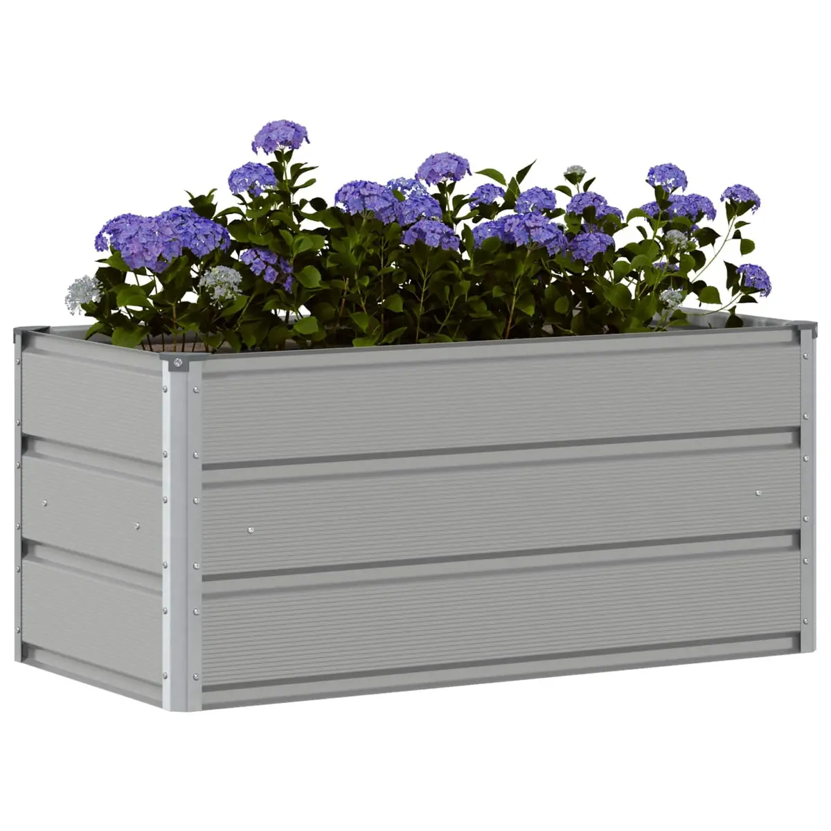 Steel Planter Light Grey 100 x 50 x 45 cm Galvanised Outdoor Planter Pot
