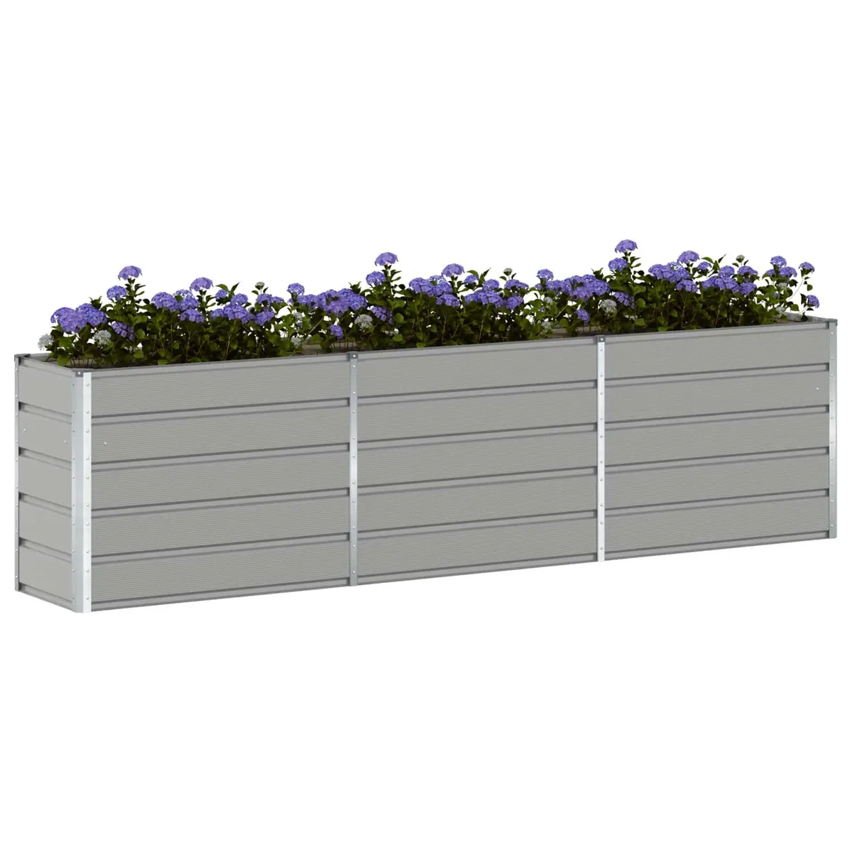 Galvanised Steel Planter Light Grey 290 x 50 x 75 cm Garden Outdoor Raised Bed
