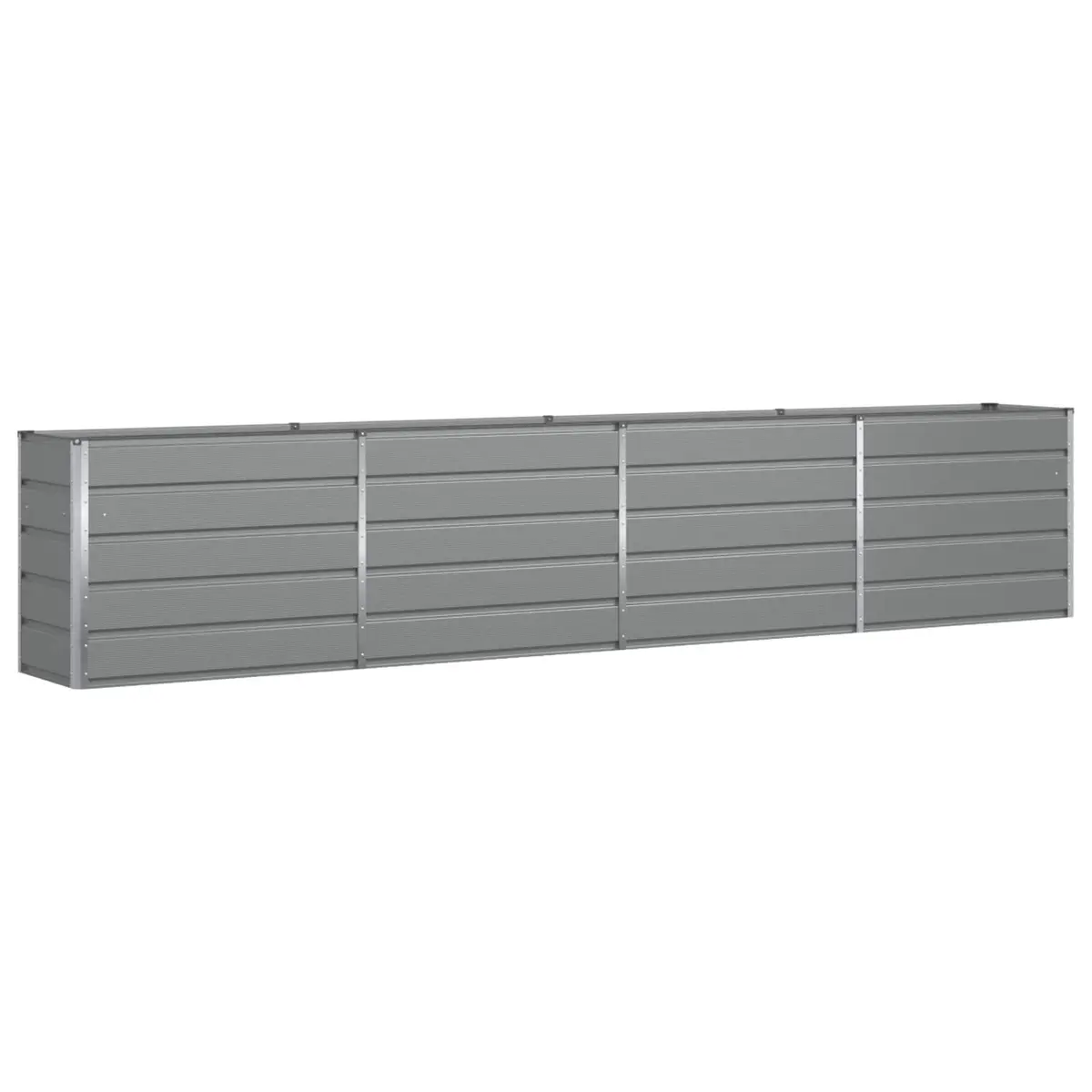 Steel Planter Light Grey 385 x 50 x 75 cm Galvanised Steel Outdoor Garden Raised Bed Pot