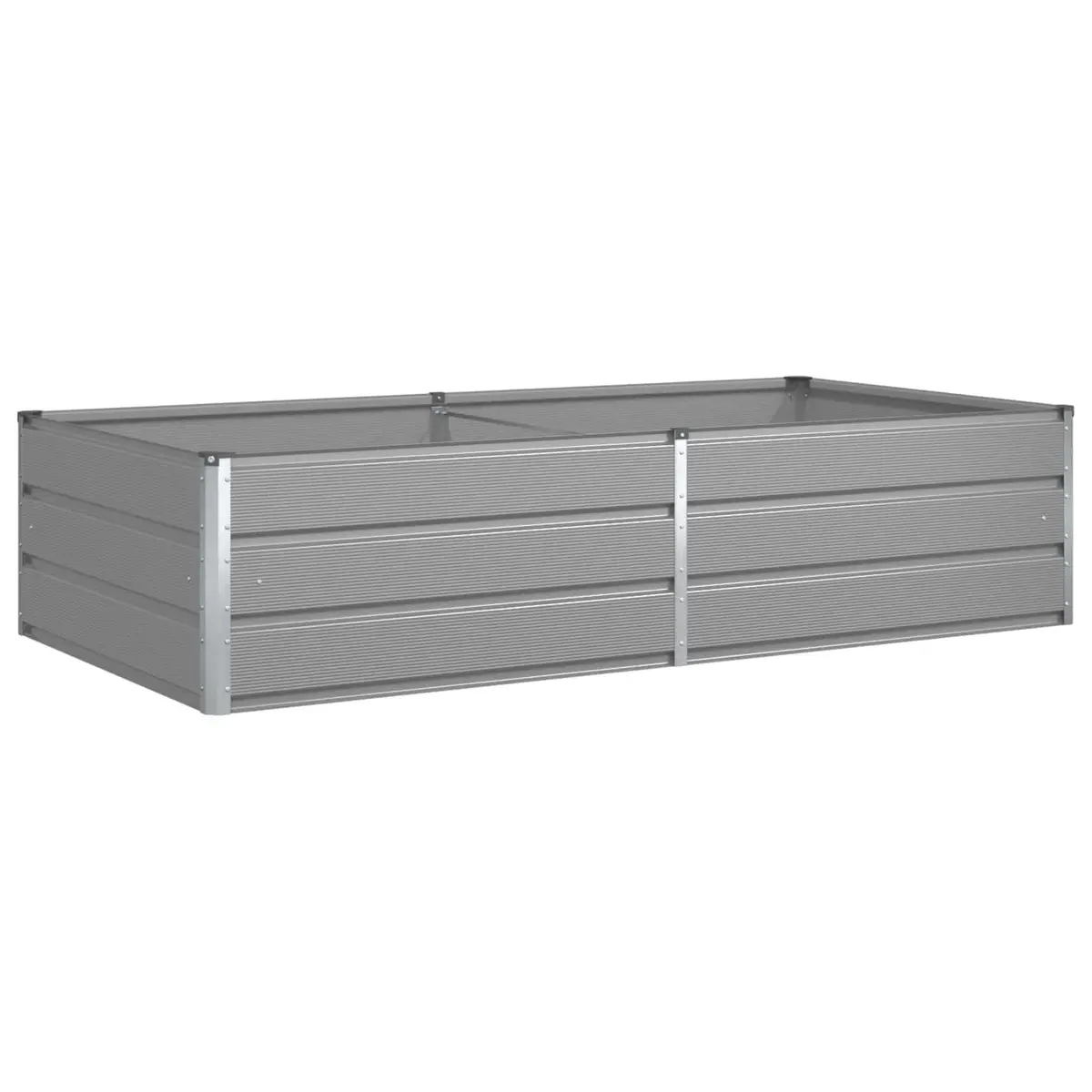 Steel Planter Light Grey 195 x 100 x 45 cm Galvanized Weather Resistant Outdoor Garden Pot