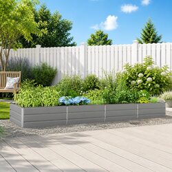 Galvanised Steel Garden Planter Light Grey 385 x 100 x 45 cm Outdoor Raised Bed