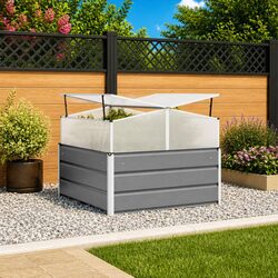 Compact Light Grey Steel Planter for Your Garden Needs