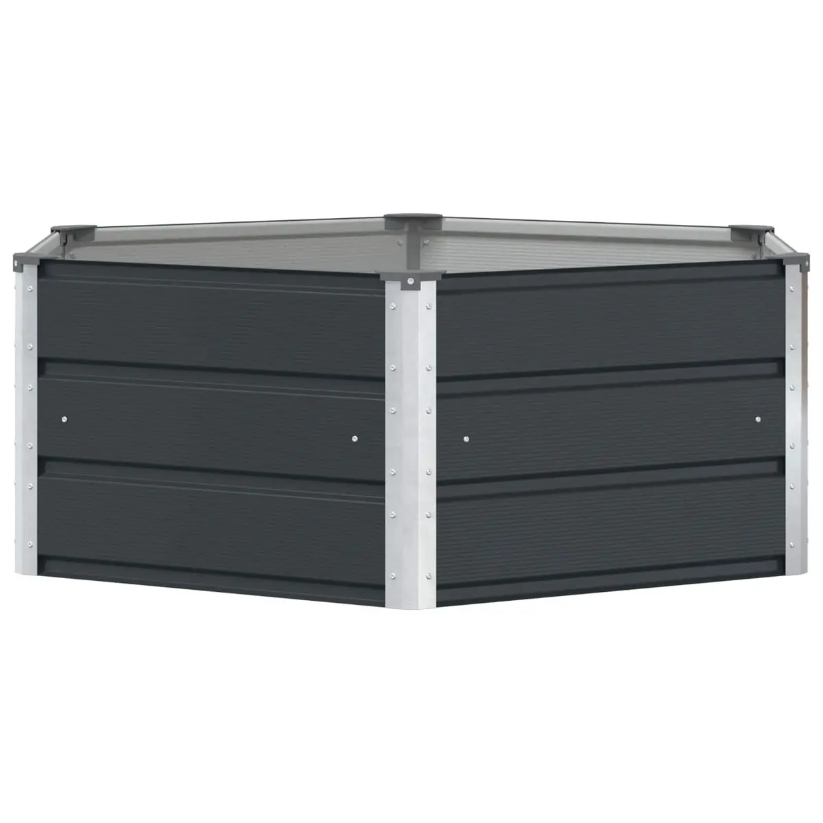 Hexagon Steel Planter Anthracite 129x129x45cm Durable Weather Resistant Garden Outdoor Raised Bed