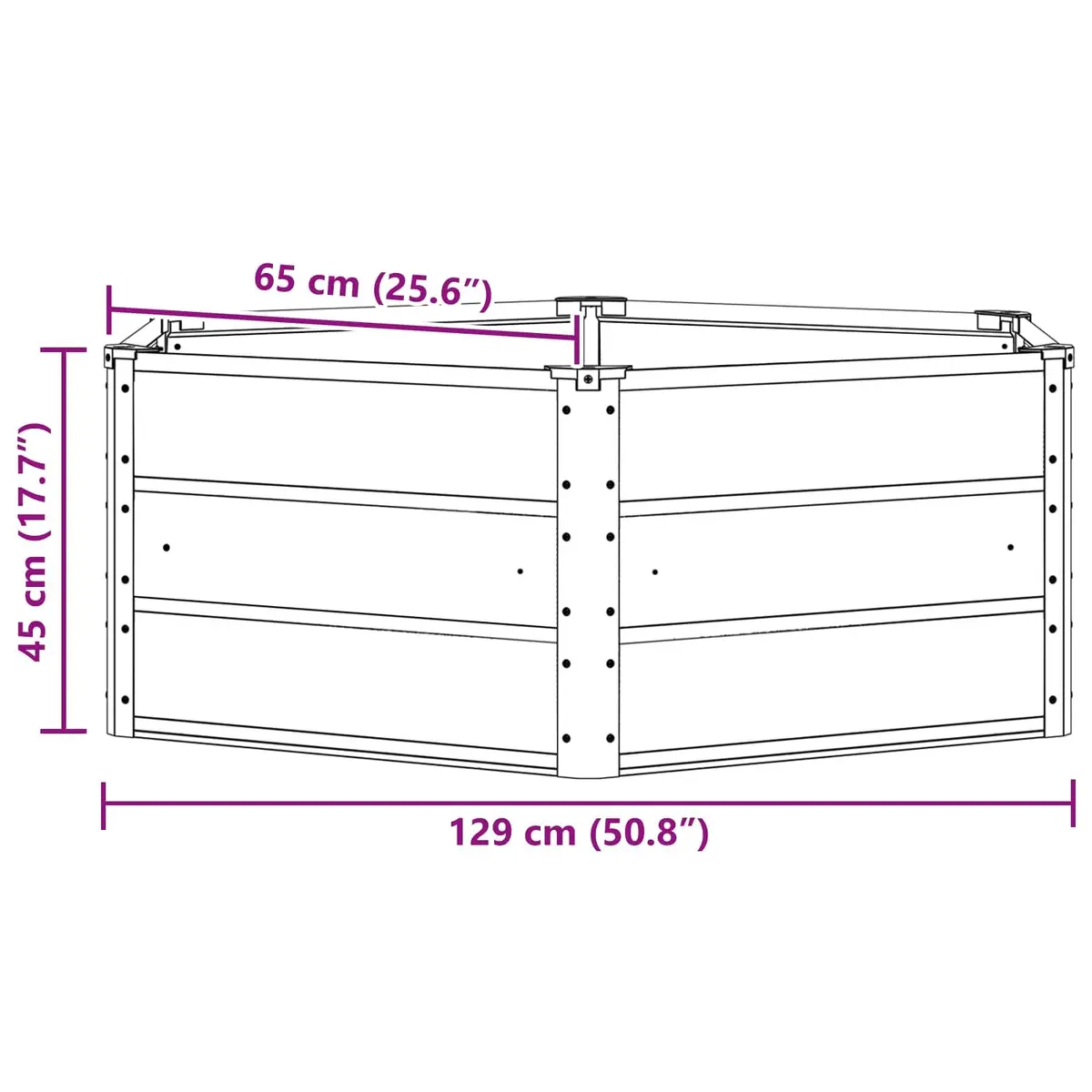 Hexagon Steel Planter Anthracite 129x129x45cm Durable Weather Resistant Garden Outdoor Raised Bed
