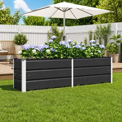 Compact Anthracite Steel Planter 160 x 40 x 45 cm