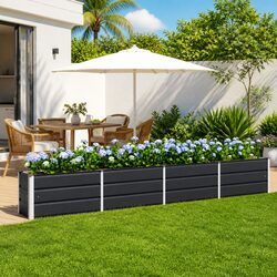 Compact Anthracite Steel Planter for Easy Setup