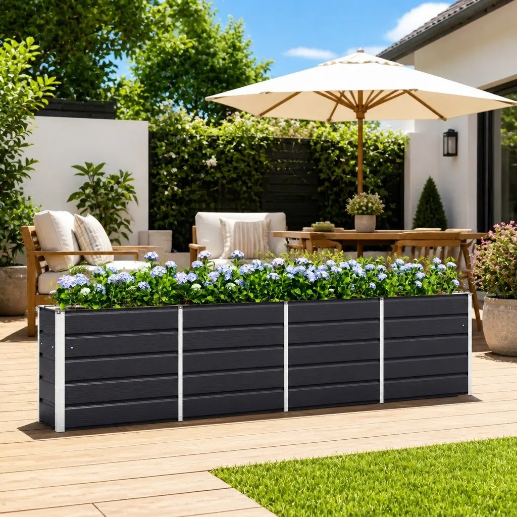Steel Planter Anthracite 320 x 40 x 75 cm Indoor Outdoor Garden Patio Container