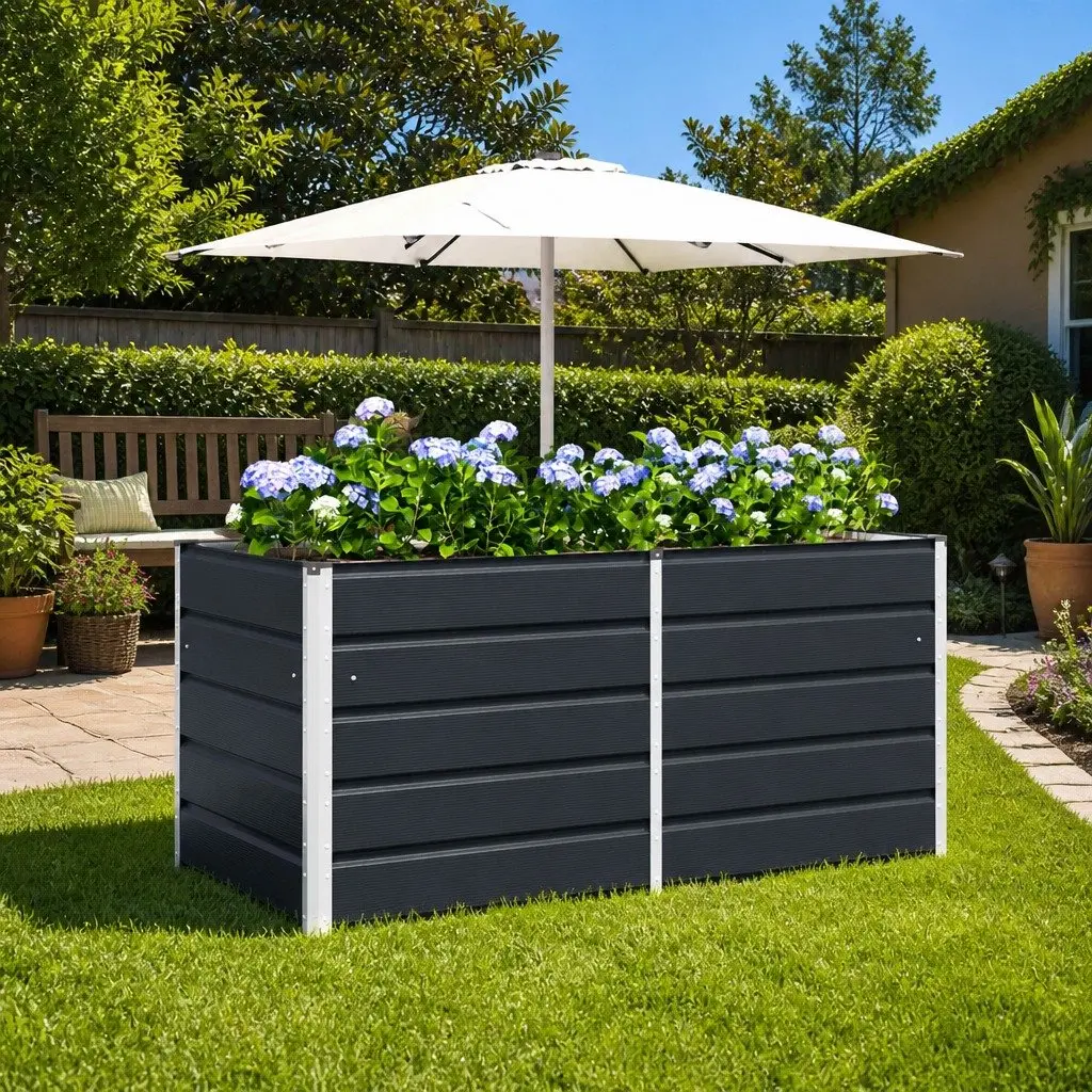 Steel Planter Anthracite 160 x 80 x 75 cm Modern Garden Outdoor Indoor Pot