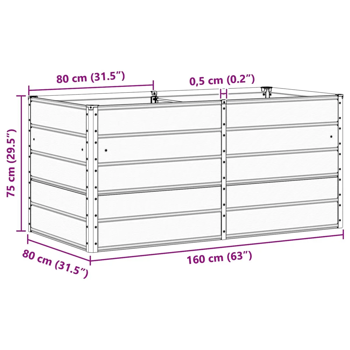Steel Planter Anthracite 160 x 80 x 75 cm Modern Garden Outdoor Indoor Pot