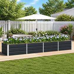 Modern Steel Planter Anthracite 320 x 80 x 45 cm Garden Terrace Indoor Outdoor