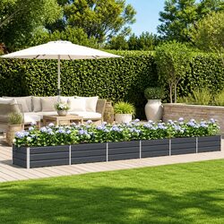 Steel Planter Anthracite 600x80x45cm Garden Terrace Indoor Outdoor Modern Design