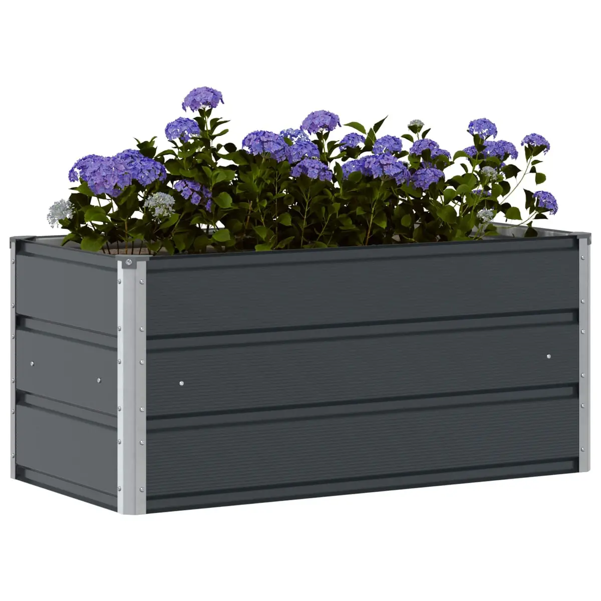 Steel Planter Anthracite 100 x 50 x 45 cm Galvanised Garden Outdoor Raised Bed